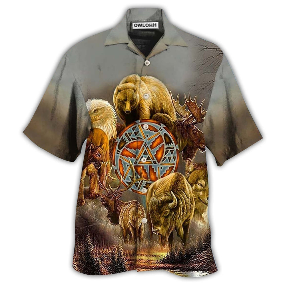 Hawaiian Shirt / Adults / S Native Style Love Peace Cool Animals - Hawaiian Shirt - Owls Matrix LTD