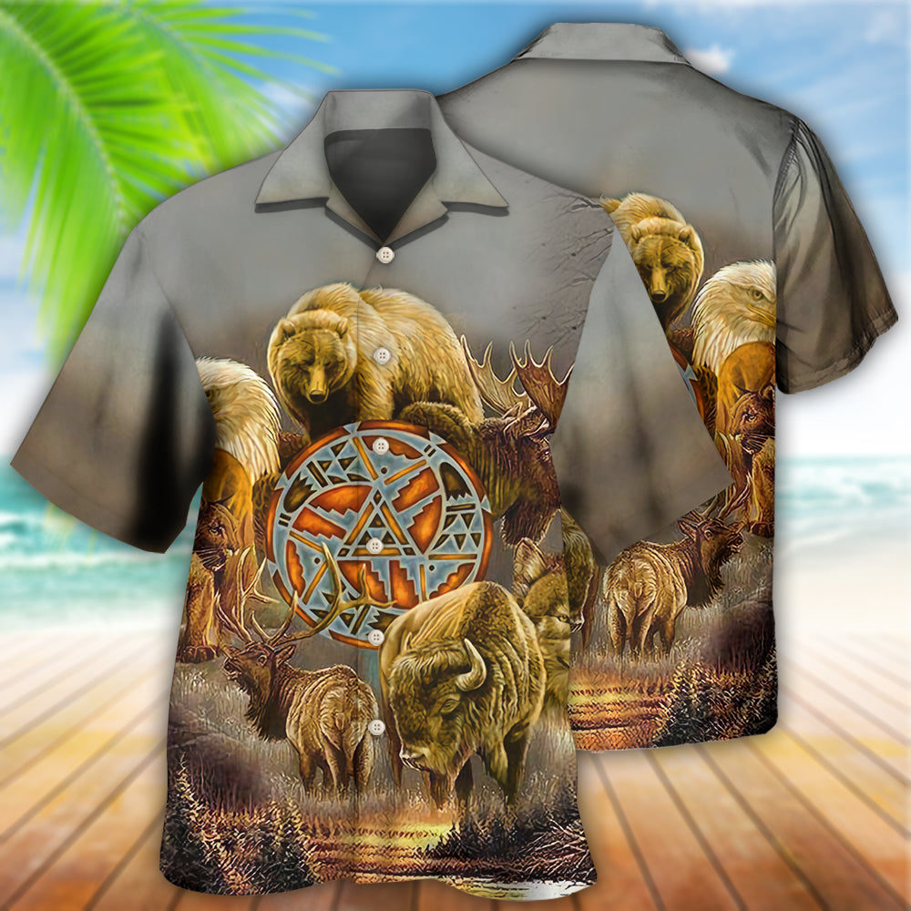 Native Style Love Peace Cool Animals - Hawaiian Shirt - Owls Matrix LTD