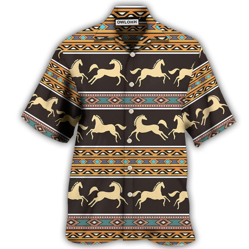 Hawaiian Shirt / Adults / S Native Style Love Peace Horse Pattern - Hawaiian Shirt - Owls Matrix LTD