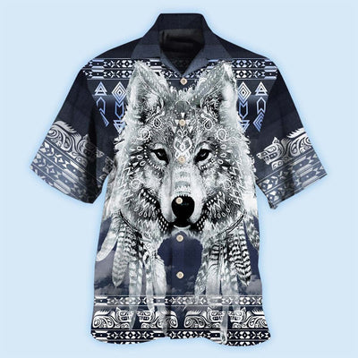 Native Style Love Peace Wolf Pattern - Hawaiian Shirt - Owls Matrix LTD