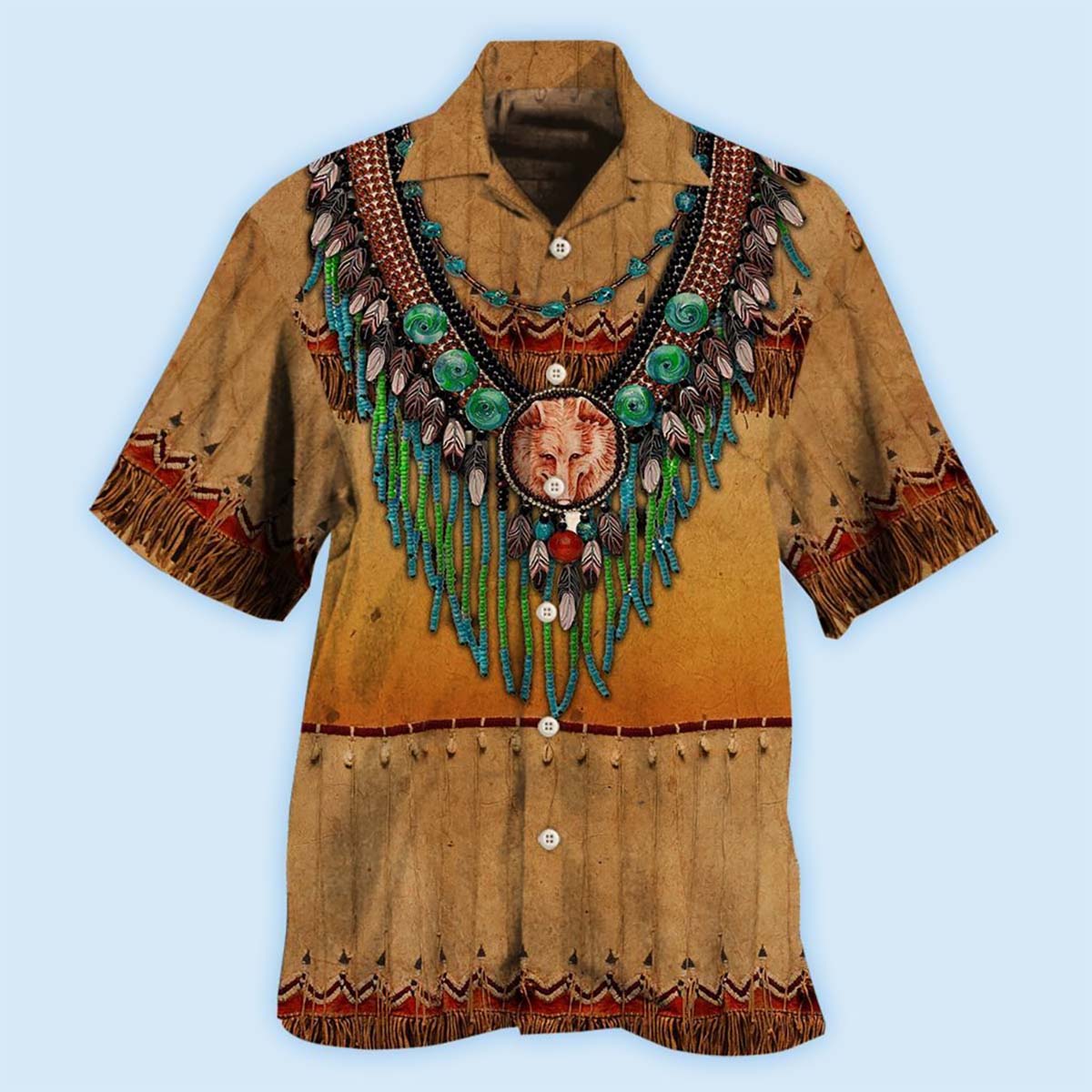 Native Style Love Peace Brown - Hawaiian Shirt - Owls Matrix LTD