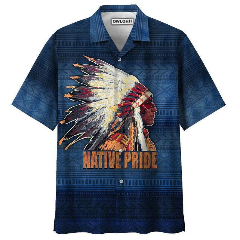 Hawaiian Shirt / Adults / S Native Style Love Peace Blue - Hawaiian Shirt - Owls Matrix LTD