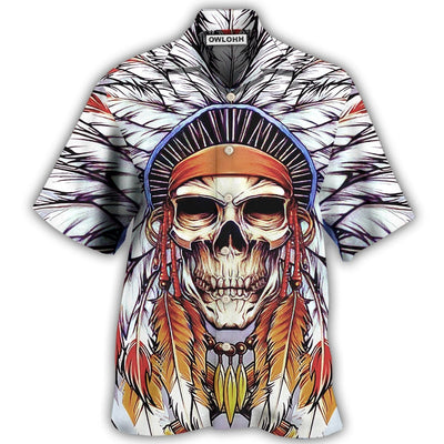 Hawaiian Shirt / Adults / S Native Style Love Peace Skull - Hawaiian Shirt - Owls Matrix LTD