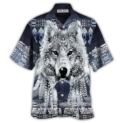 Hawaiian Shirt / Adults / S Native Style Love Peace Wolf Pattern - Hawaiian Shirt - Owls Matrix LTD