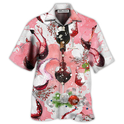 Hawaiian Shirt / Adults / S Wine Nothing Is Better Than A Glass Of Fine Wine On Christmas - Hawaiian Shirt - Owls Matrix LTD