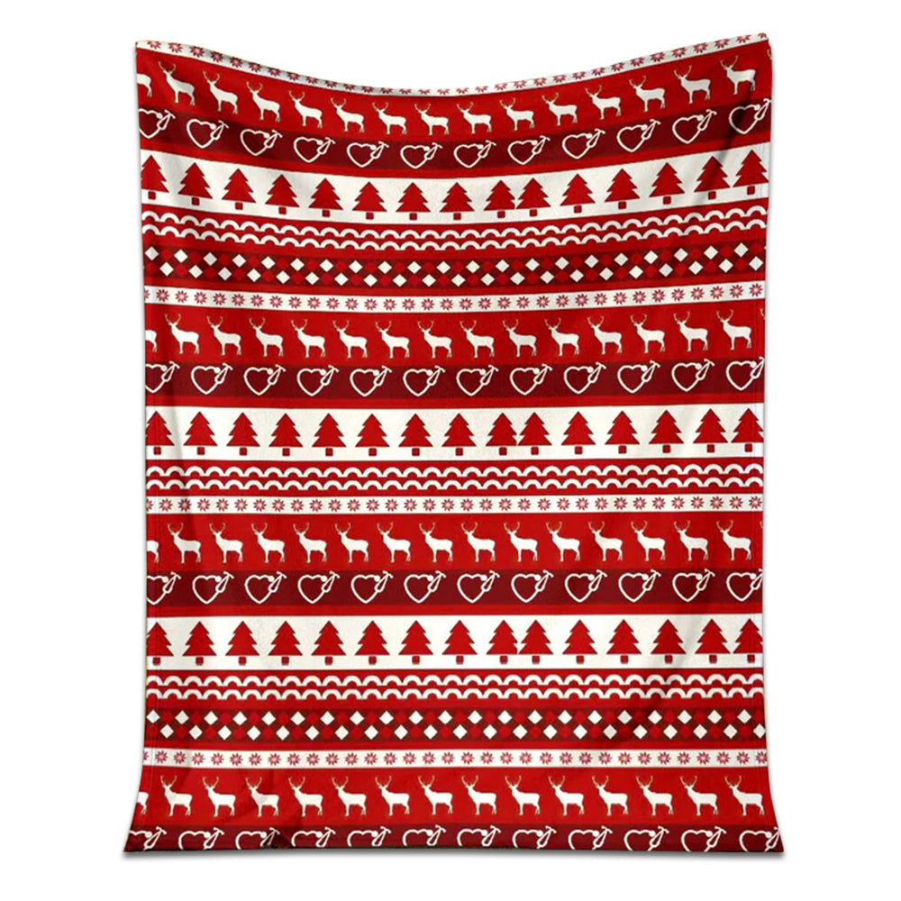 50" x 60" Nurse Christmas Simmple Pattern - Flannel Blanket - Owls Matrix LTD