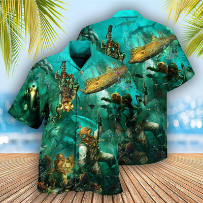 Ocean Into The Sea I Go And Dive - Hawaiian Shirt - Owls Matrix LTD