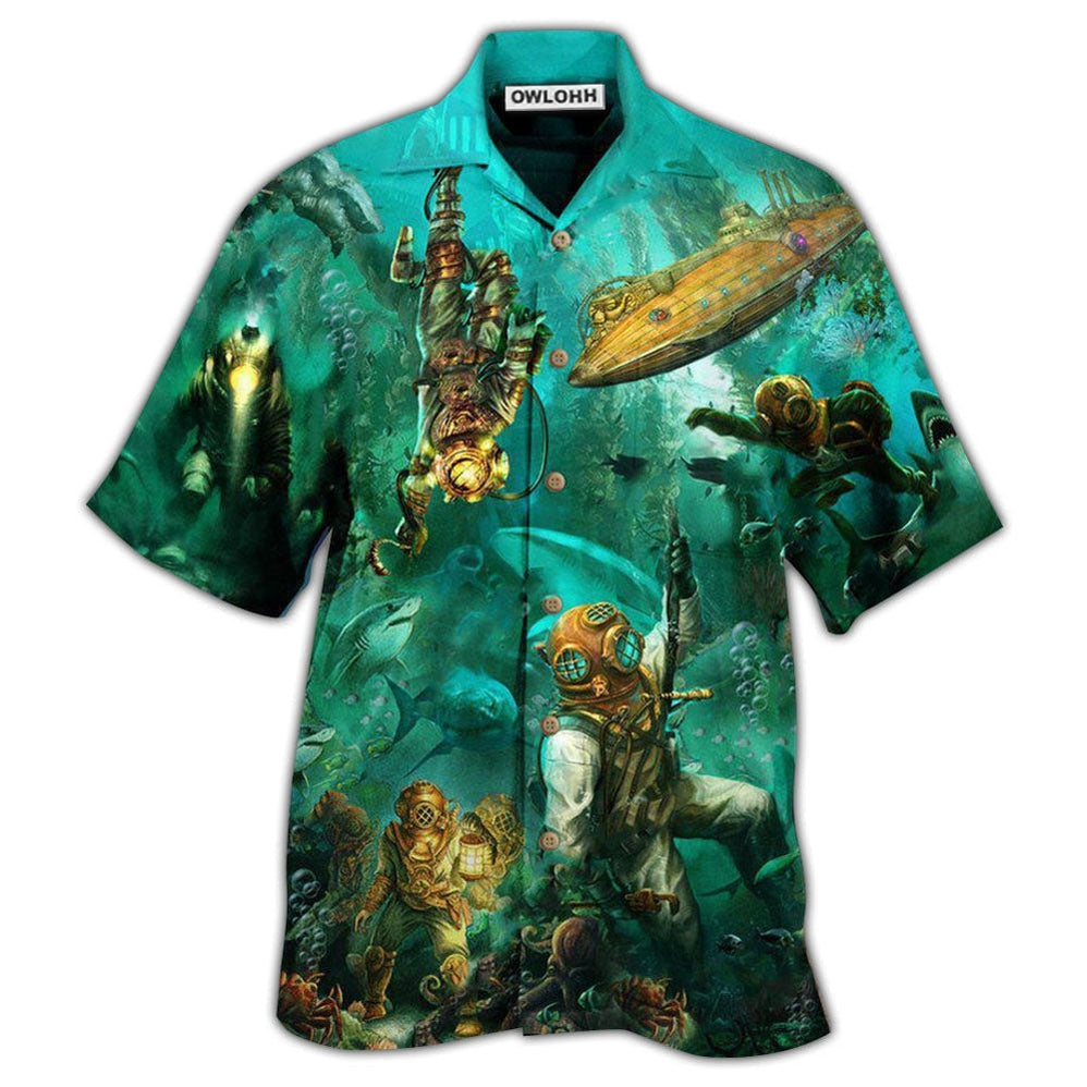 Hawaiian Shirt / Adults / S Ocean Into The Sea I Go And Dive - Hawaiian Shirt - Owls Matrix LTD