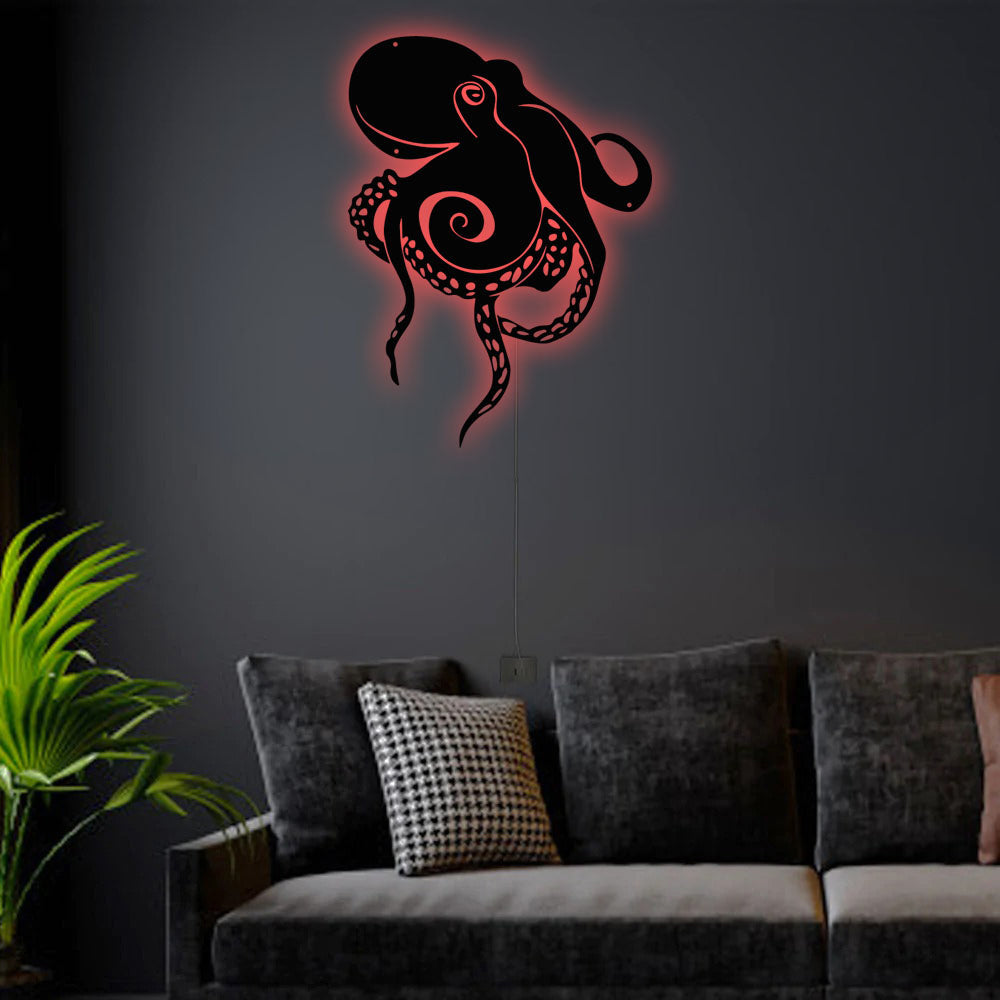 Octopus Love His Ocean - Led Light Metal - Owls Matrix LTD