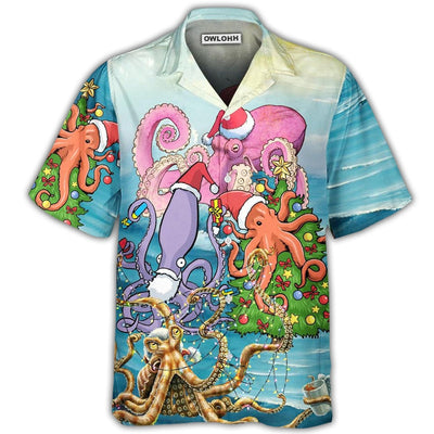 Hawaiian Shirt / Adults / S Octopus Merry Xmas Fullcolor Style - Hawaiian Shirt - Owls Matrix LTD