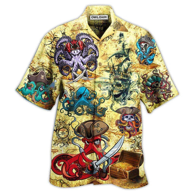 Hawaiian Shirt / Adults / S Octopus Pirate Funny - Hawaiian Shirt - Owls Matrix LTD