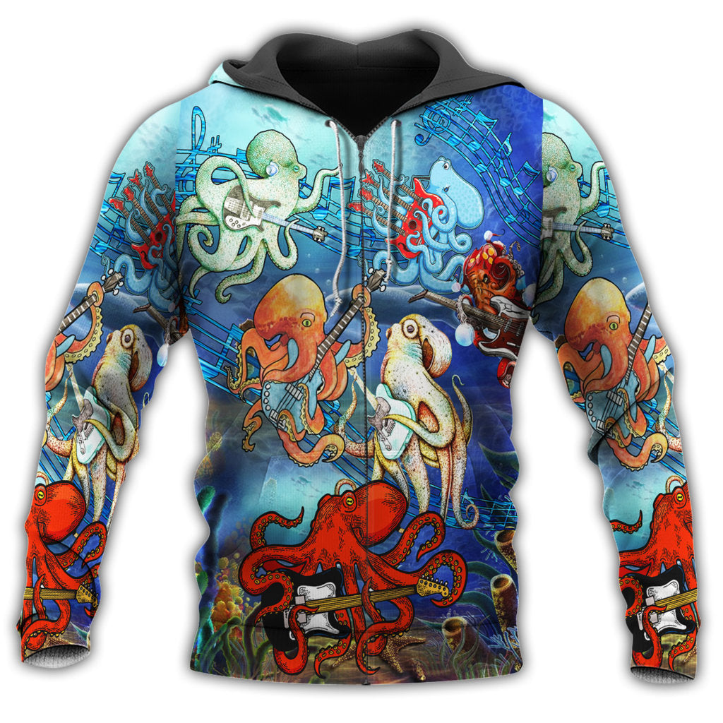 Zip Hoodie / S Octopus Rocktopus I Love Forever - Hoodie - Owls Matrix LTD