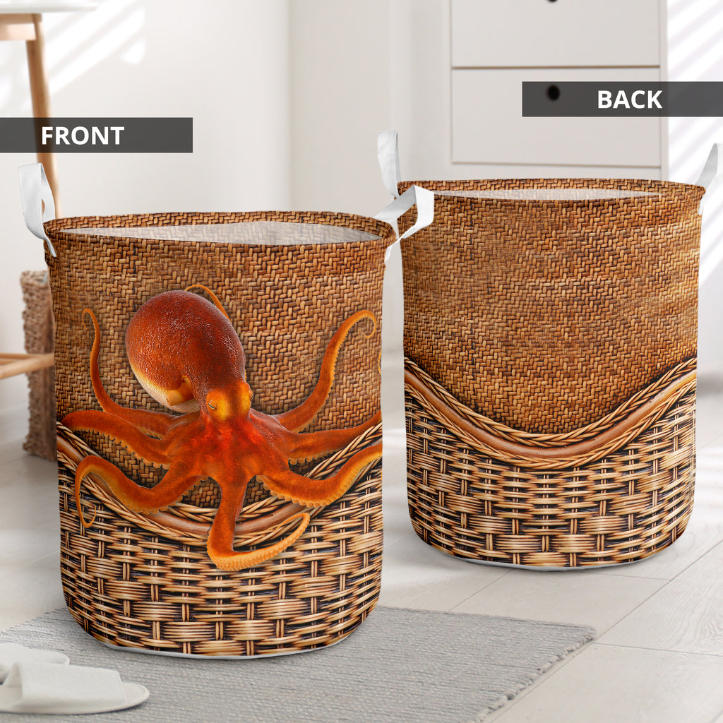 Octopus Rattan Teaxture - Laundry Basket - Owls Matrix LTD