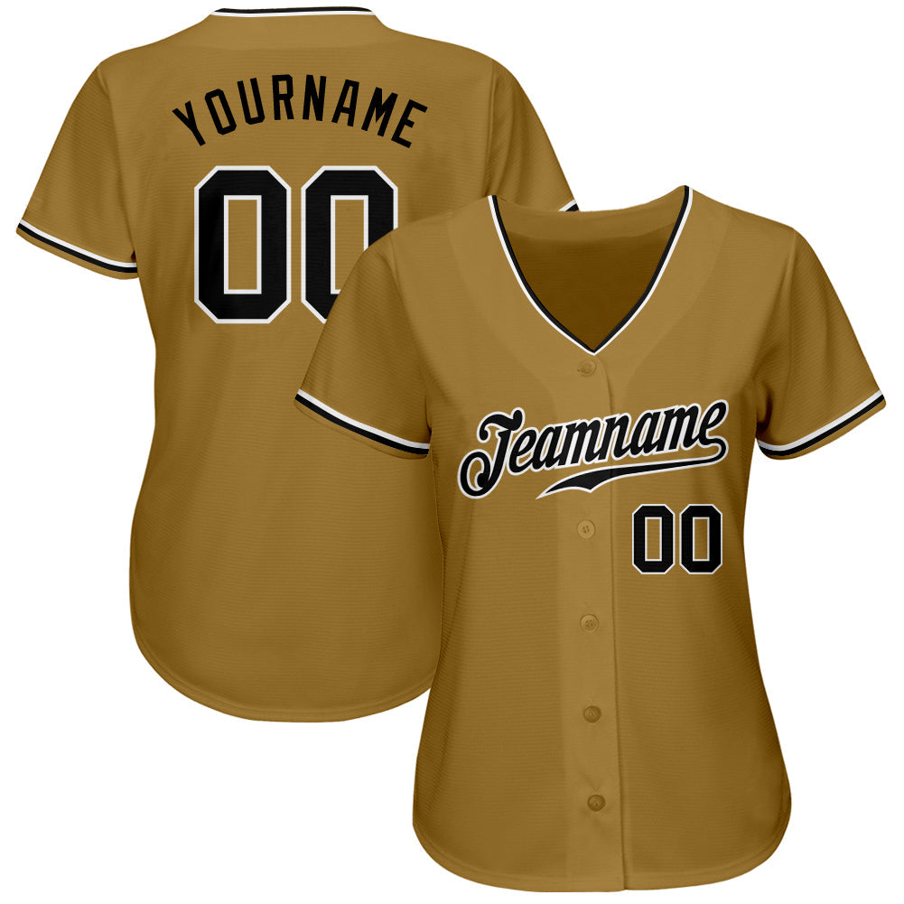 Custom Old Gold Black-White Authentic Baseball Jersey - Owls Matrix LTD