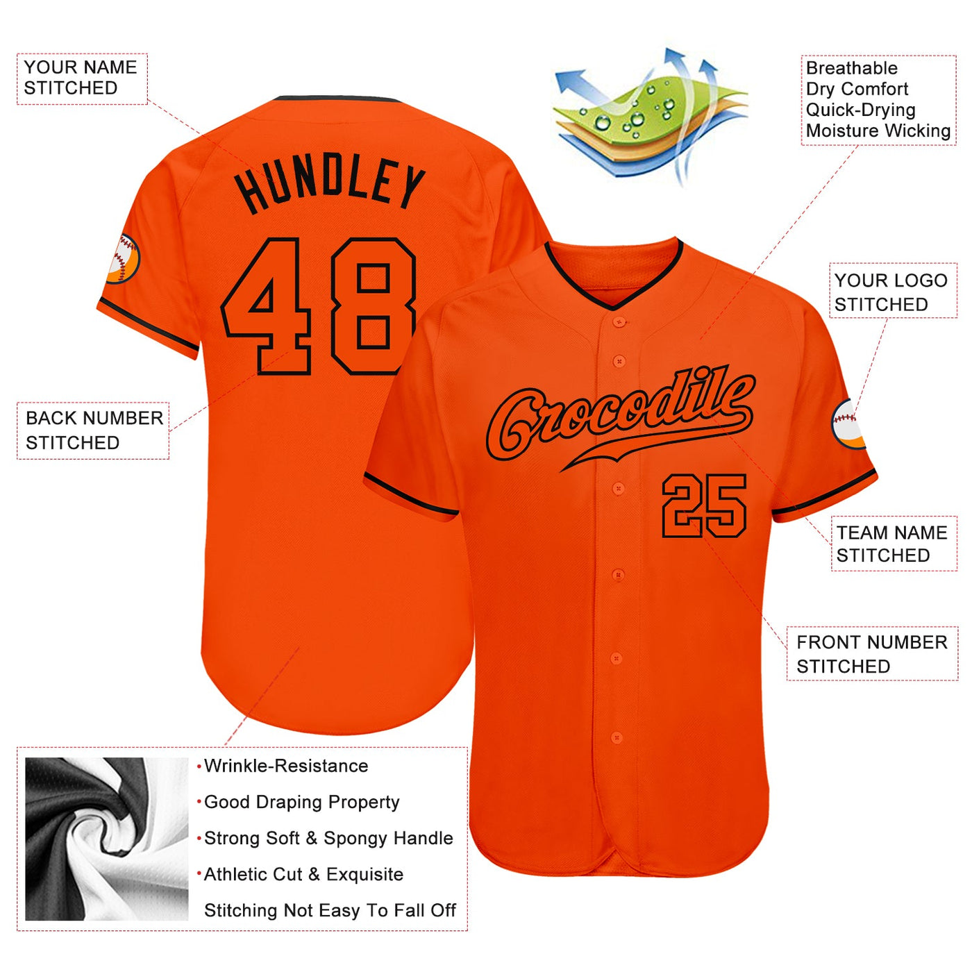 Custom Orange Orange-Black Authentic Baseball Jersey - Owls Matrix LTD