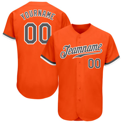 Custom Orange Dark Gray-White Authentic Baseball Jersey