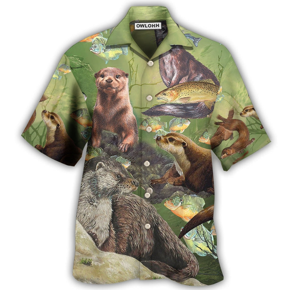 Hawaiian Shirt / Adults / S Otter A Busy Fishing Day Of Lovely Otter - Hawaiian Shirt - Owls Matrix LTD