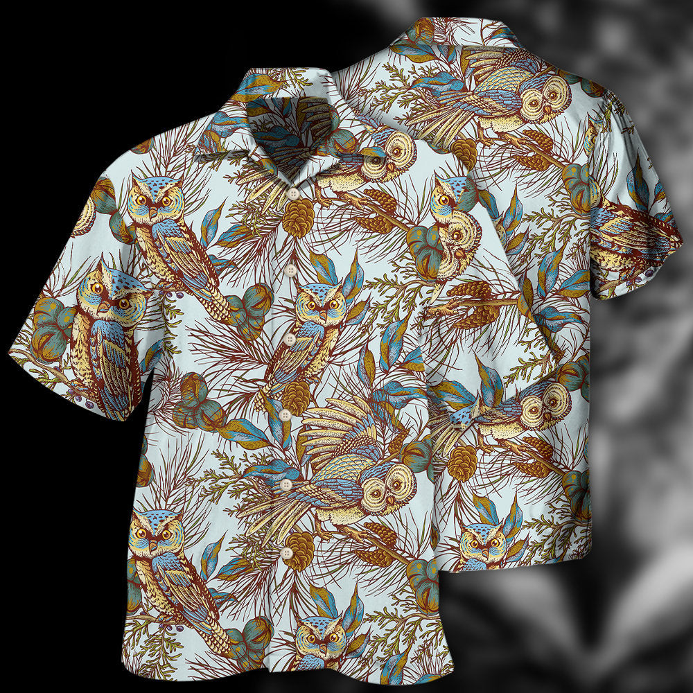 Owl Vintage Leaf Style - Hawaiian Shirt - Owls Matrix LTD