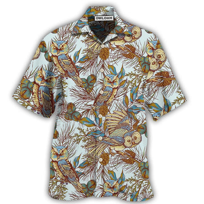 Hawaiian Shirt / Adults / S Owl Vintage Leaf Style - Hawaiian Shirt - Owls Matrix LTD