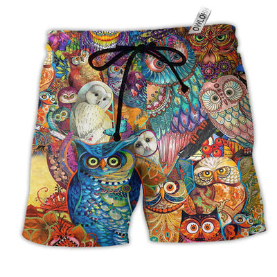 Beach Short / Adults / S Owl Color Love Red - Beach Short - Owls Matrix LTD