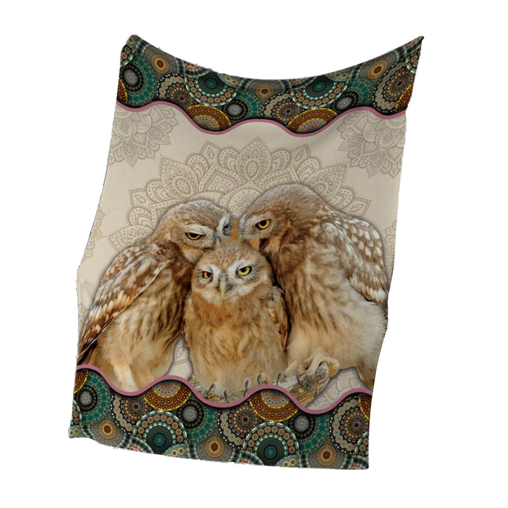 50" x 60" Owl Family Vintage Mandala So Lovely - Flannel Blanket - Owls Matrix LTD