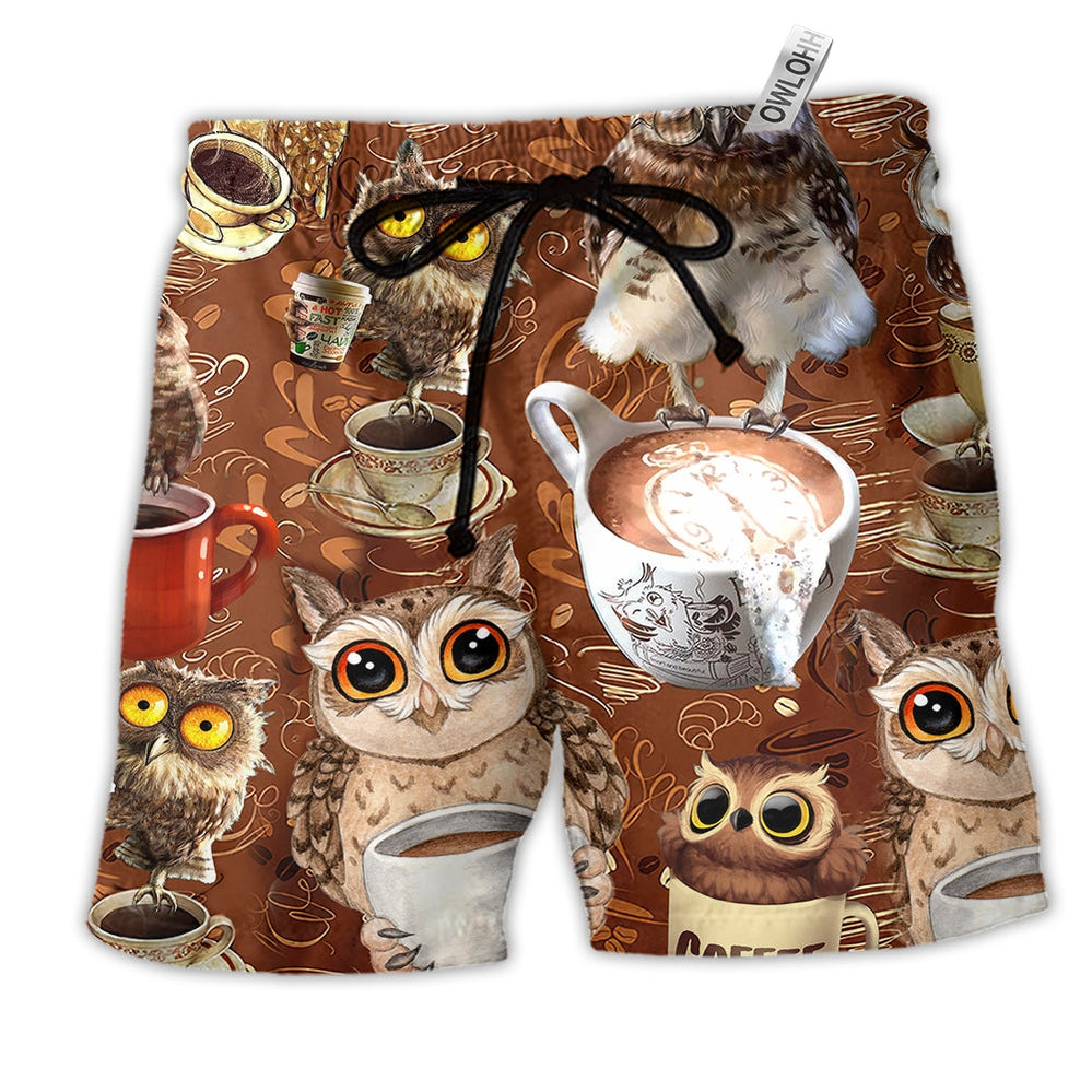 Beach Short / Adults / S Owl Love Coffee Brown Style - Beach Short - Owls Matrix LTD