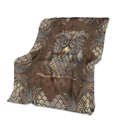 50" x 60" Owl Metal Pattern Print - Flannel Blanket - Owls Matrix LTD