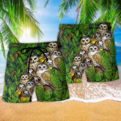 Owl Pine Love Animals Life Style - Beach Short - Owls Matrix LTD