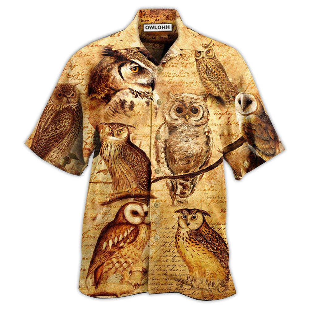 Hawaiian Shirt / Adults / S Owl Vintage Wise Cool - Hawaiian Shirt - Owls Matrix LTD