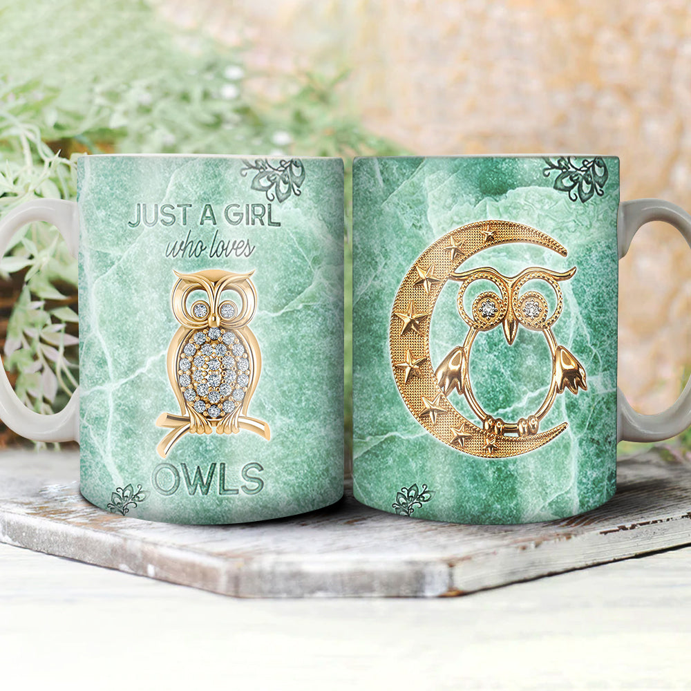 11 Oz Owl Jewelry Green Style - Ceramic Mug - Owls Matrix LTD