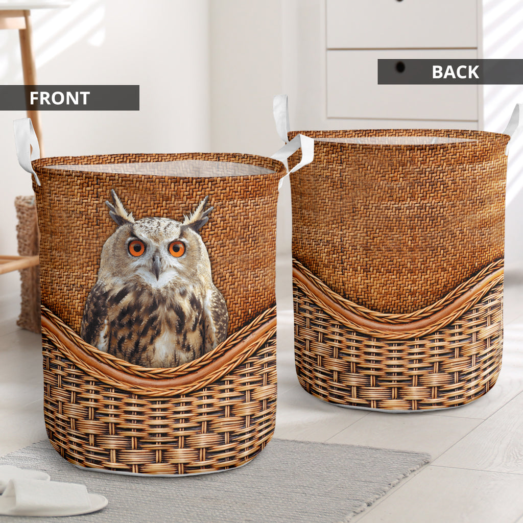 Owl Rattan Teaxture - Laundry Basket - Owls Matrix LTD
