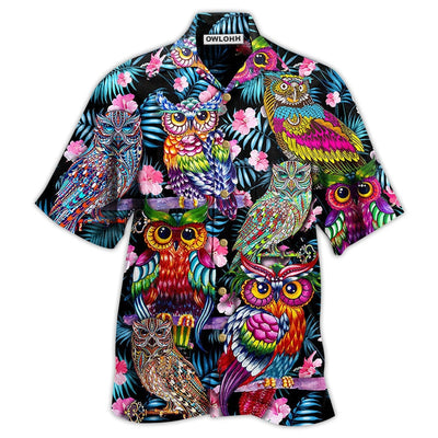 Hawaiian Shirt / Adults / S Owl And Nice Flowers - Hawaiian Shirt - Owls Matrix LTD