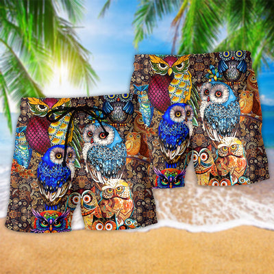 Owl Full Color Love - Beach Short - Owls Matrix LTD
