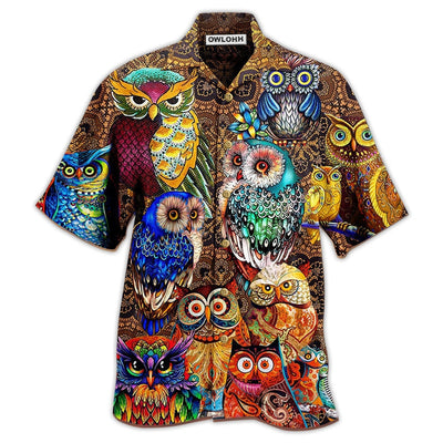 Hawaiian Shirt / Adults / S Owl Full Color Love Cool - Hawaiian Shirt - Owls Matrix LTD