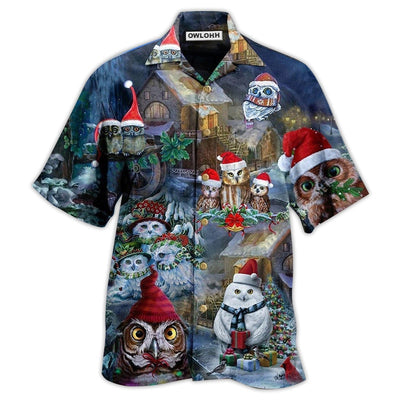 Hawaiian Shirt / Adults / S Owl Love Merry Christmas Happy - Hawaiian Shirt - Owls Matrix LTD