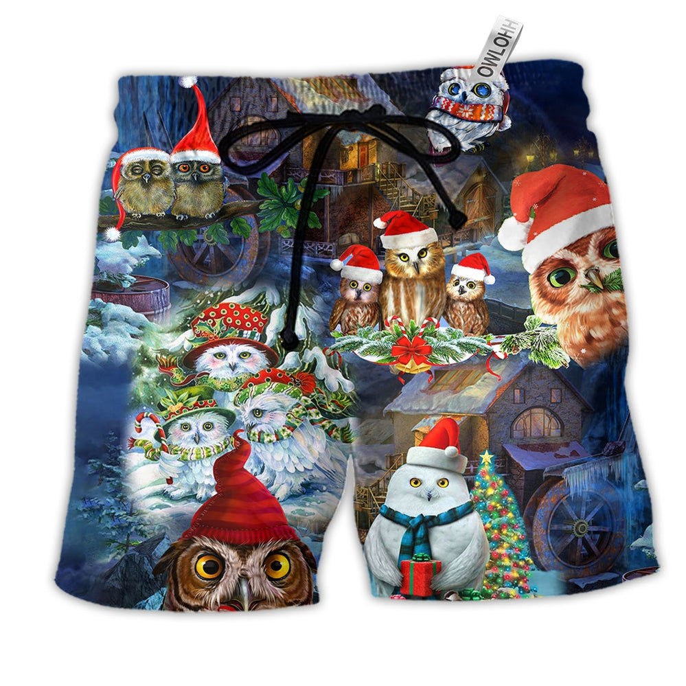 Beach Short / Adults / S Owl Love Christmas Happy So Cute So Cool - Beach Short - Owls Matrix LTD