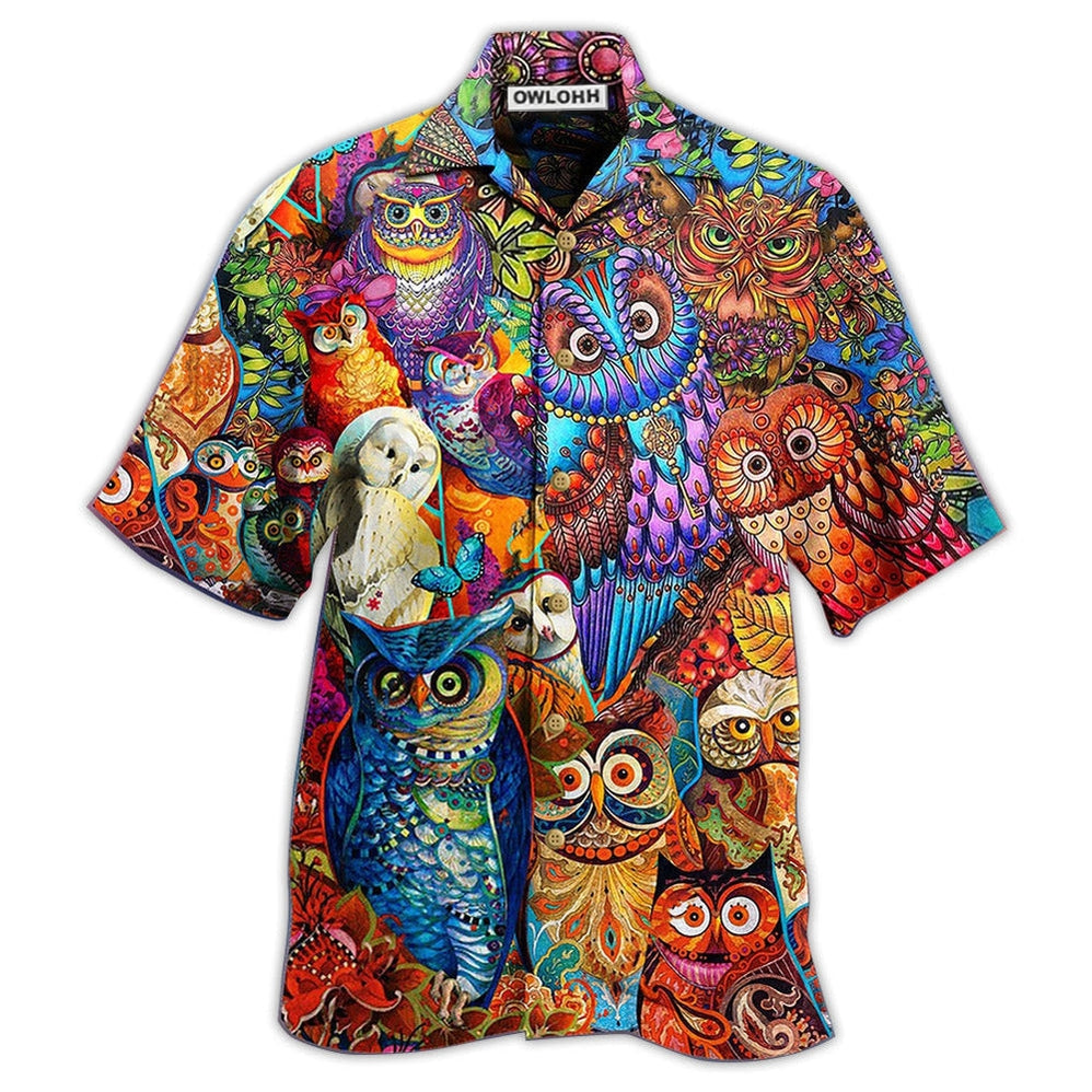Hawaiian Shirt / Adults / S Owl Love Red Style - Hawaiian Shirt - Owls Matrix LTD