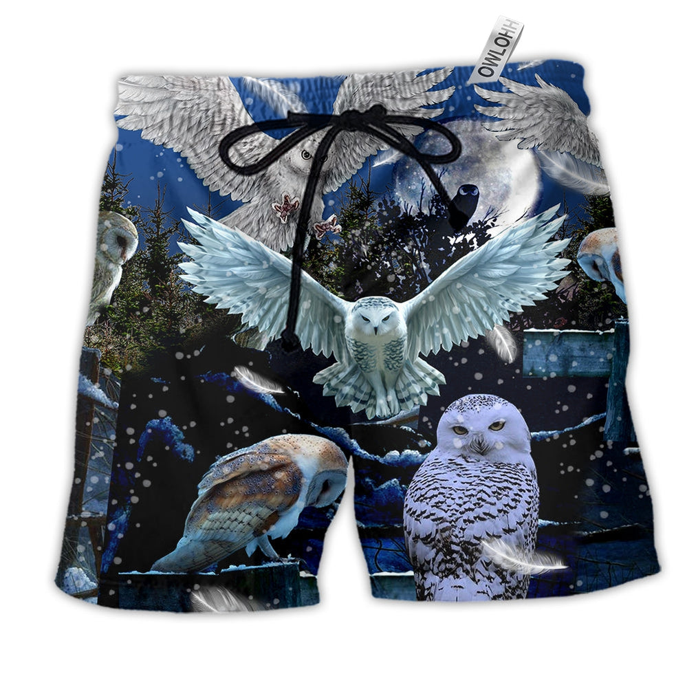 Beach Short / Adults / S Owl Sing At Silent Night - Beach Short - Owls Matrix LTD
