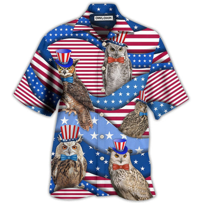 Hawaiian Shirt / Adults / S Owl USA Flag Independence Day - Hawaiian Shirt - Owls Matrix LTD