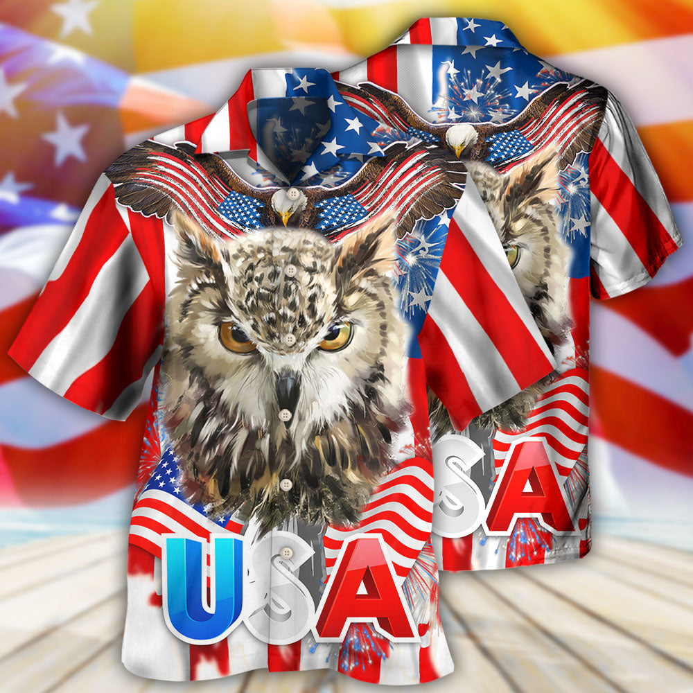 Owl America Independence Day - Hawaiian Shirt - Owls Matrix LTD