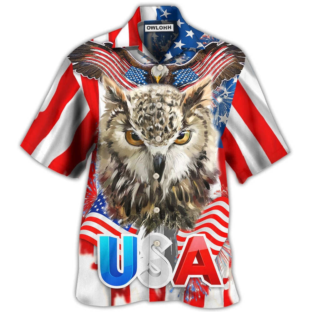 Hawaiian Shirt / Adults / S Owl America Independence Day - Hawaiian Shirt - Owls Matrix LTD