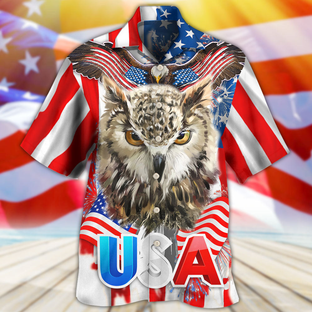 Owl America Independence Day - Hawaiian Shirt - Owls Matrix LTD