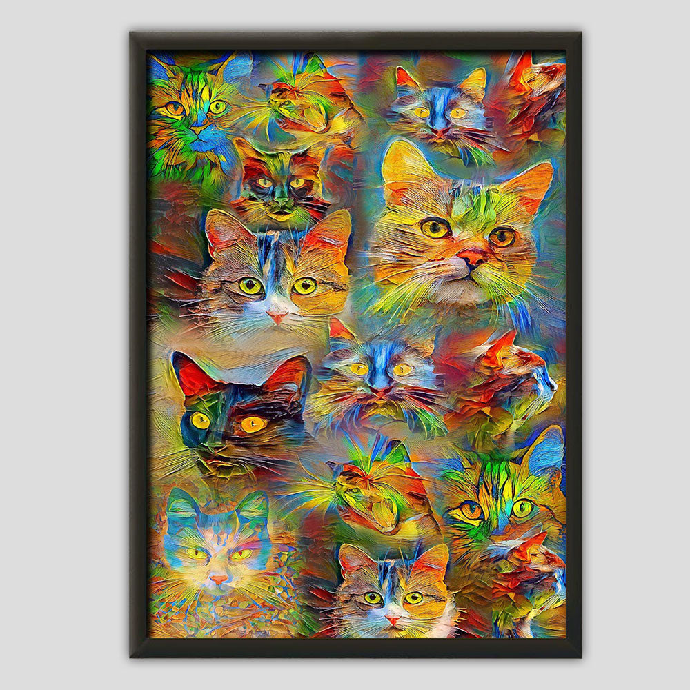 12x18 Inch Cat Beautiful Colorfull Painting - Vertical Poster - Owls Matrix LTD