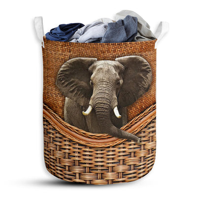 Elephant Pacaderms Elephant Rattan Teaxture - Laundry Basket - Owls Matrix LTD