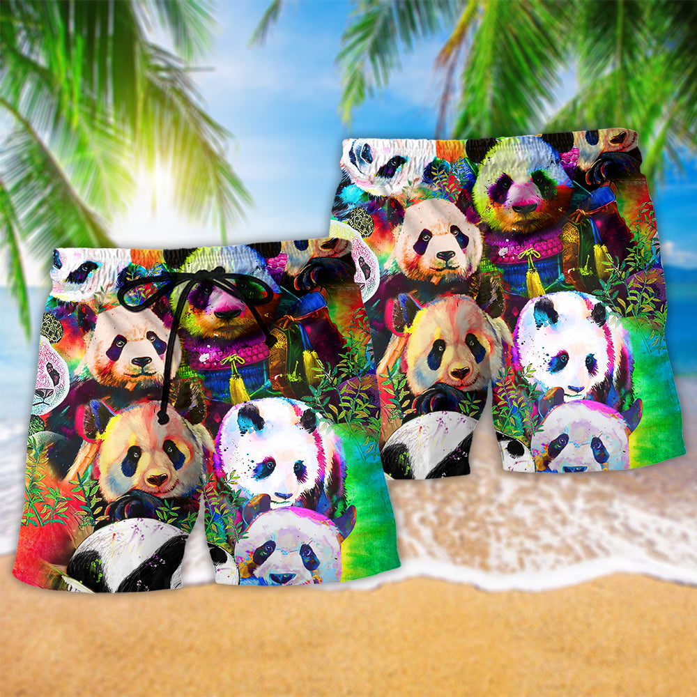 Panda Colorful Giant Lovely Style - Beach Short - Owls Matrix LTD