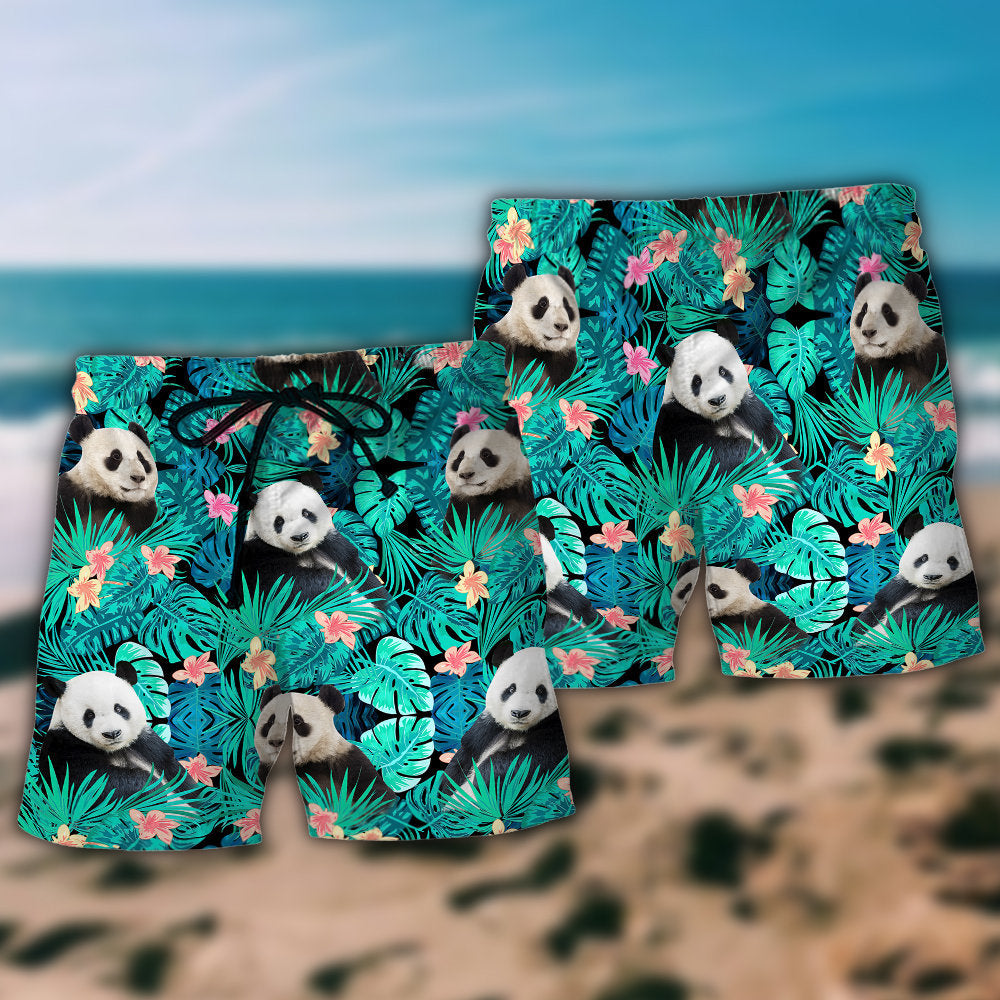 Panda Tropical Summer Floral - Beach Short - Owls Matrix LTD