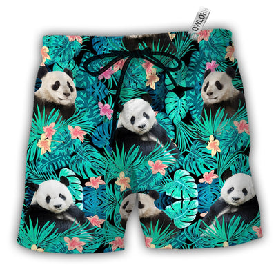 Beach Short / Adults / S Panda Tropical Summer Floral - Beach Short - Owls Matrix LTD