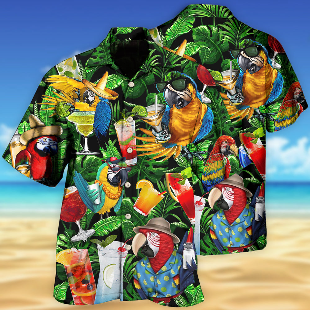Parrot Drinking Cocktail Style - Hawaiian shirt - Owls Matrix LTD
