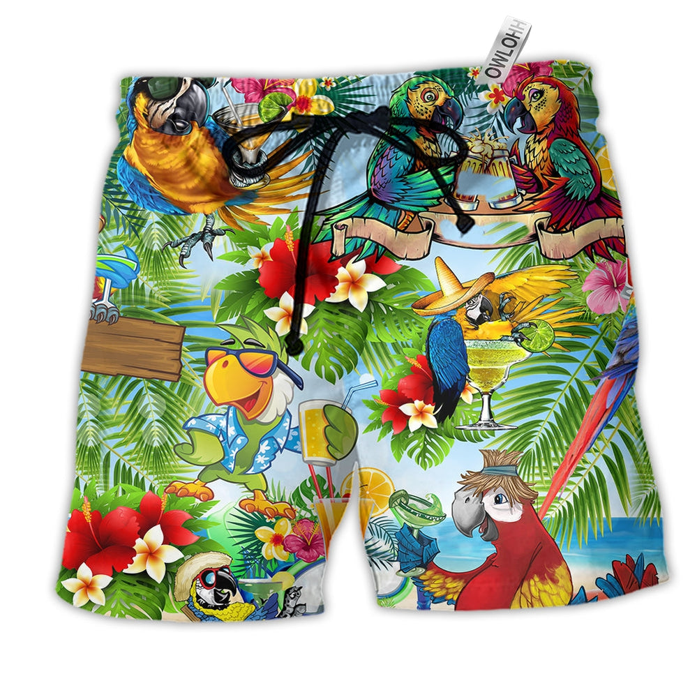 Beach Short / Adults / S Parrot Love Life Tropical Floral - Beach Short - Owls Matrix LTD