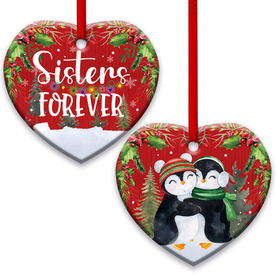 Penguin Sister Forever Style - Heart Ornament - Owls Matrix LTD